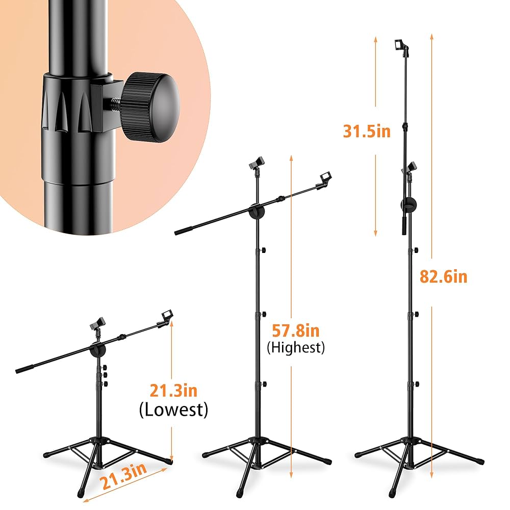 Amazon.com: Microphone Stand Floor 2 Mic Clips Foldable Mic